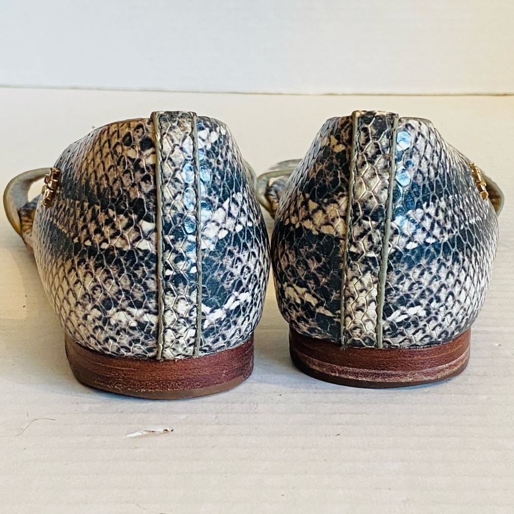 Tory Burch Black and Ivory Snake Printed Leather Sandals Shoes US Size 6 Summer - Picture 8 of 15